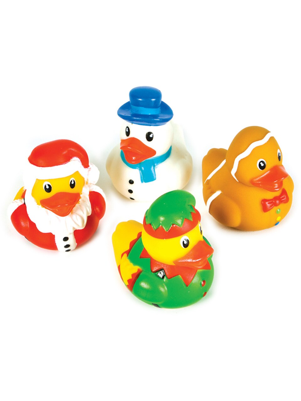 Set Of 12 Christmas Santa Snowman Rubber Duckies Bath Ducks Toys